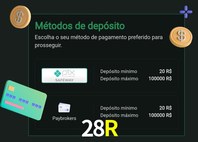 O cassino 28R oferece uma grande variedade de métodos de pagamento